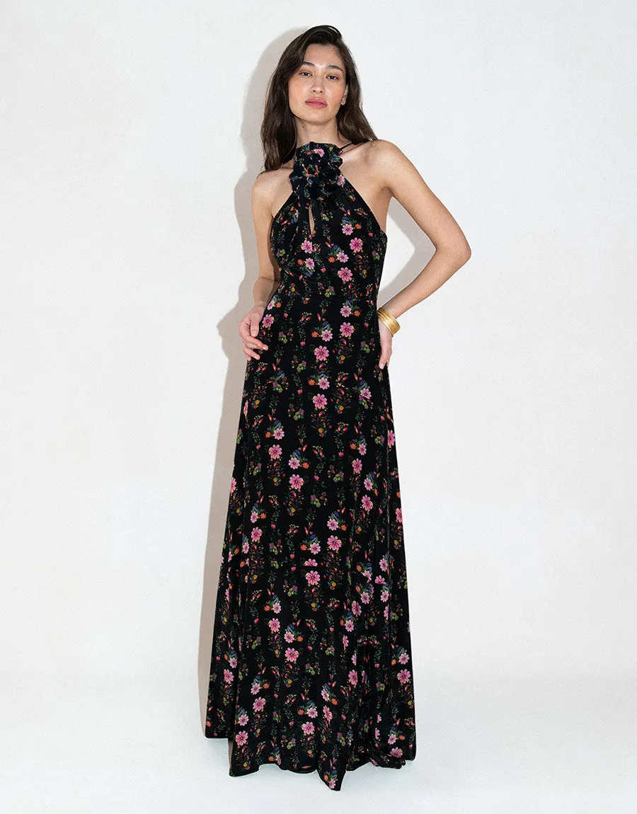 Rosie Crepe Maxi Dress - Sierra Jungle Black