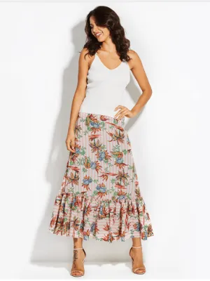 RUFFLE ME RIGHT FLORAL MAXI SKIRT