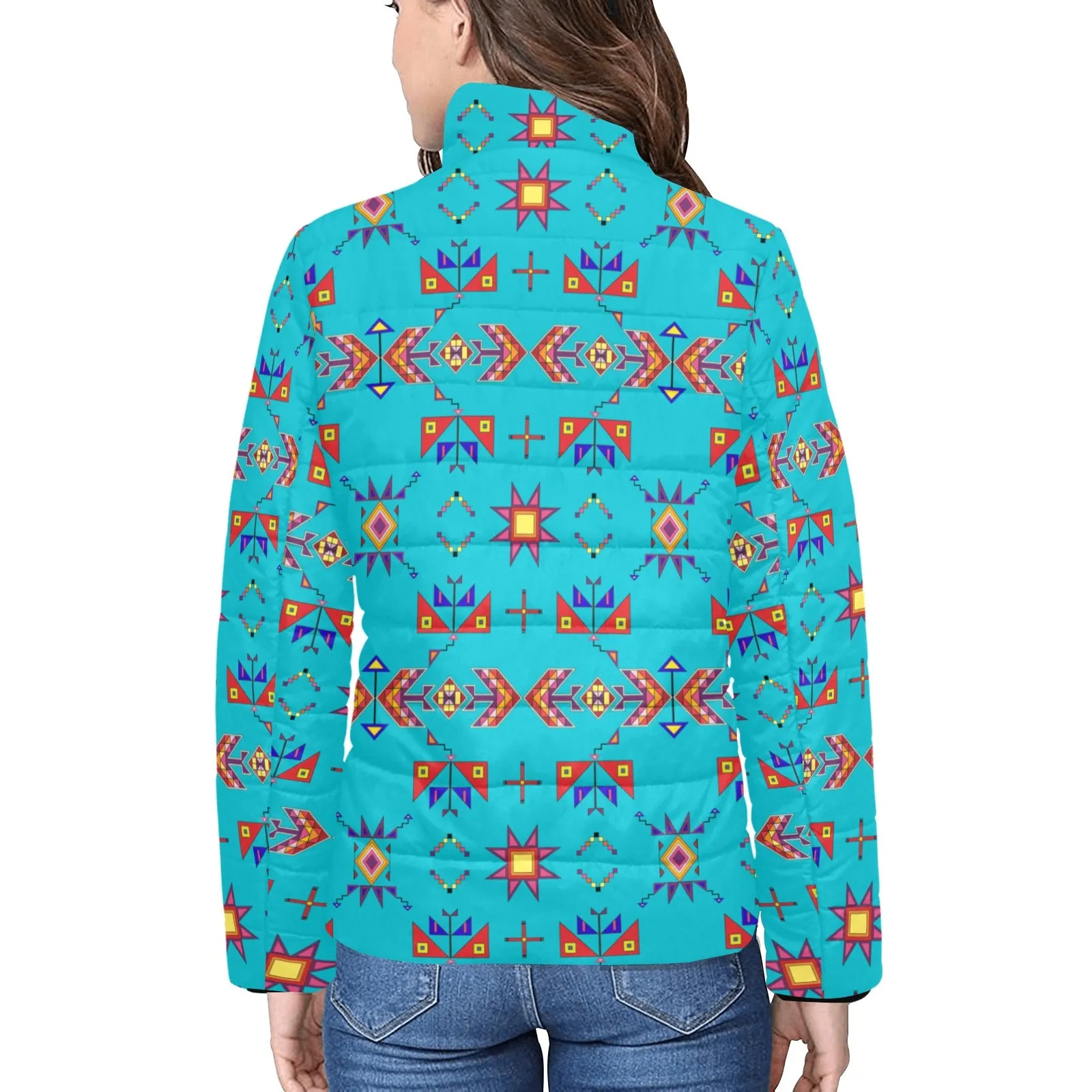 Scattered Generations Turquoise Women's Padded Jacket