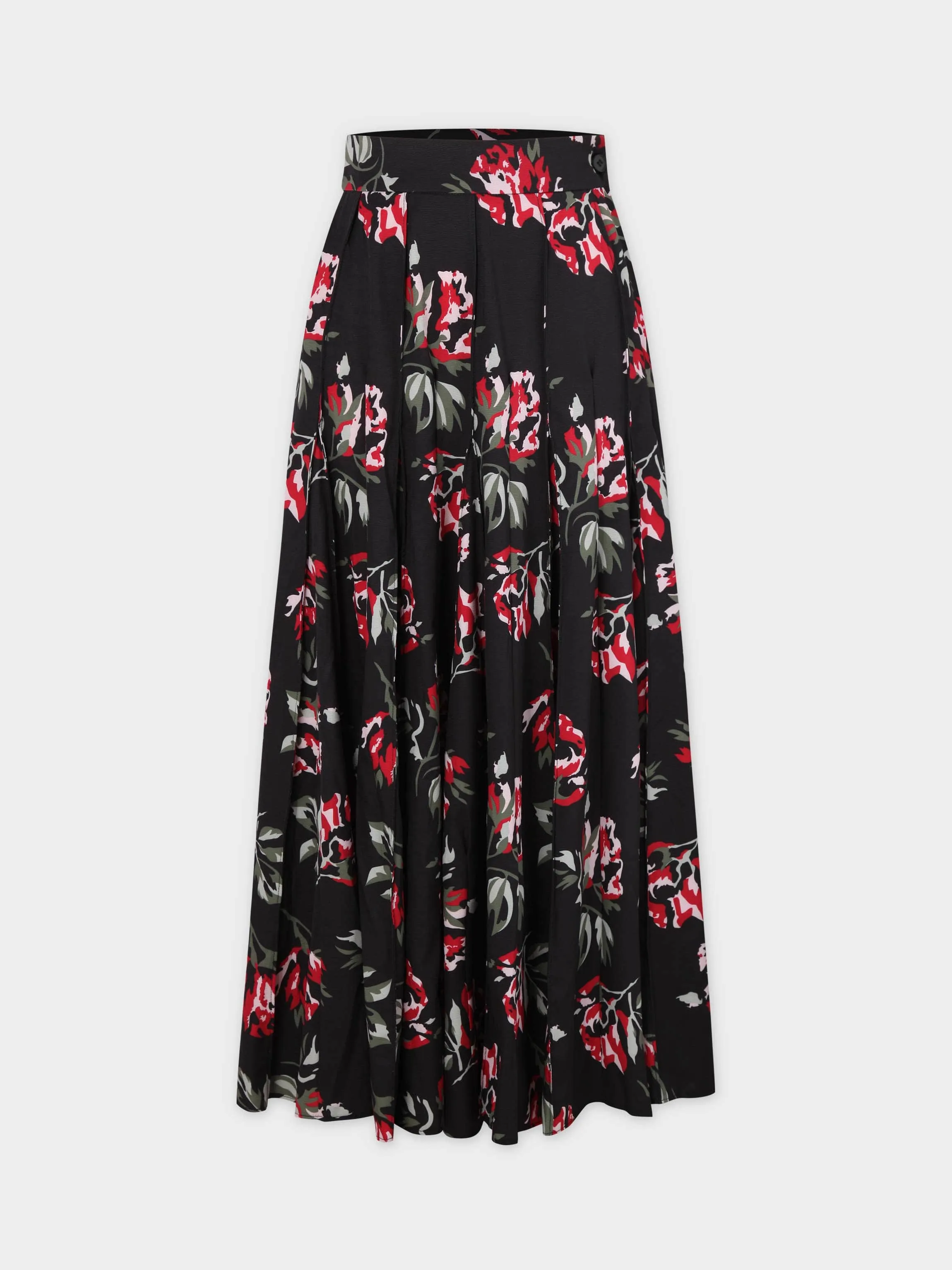 Seamed Pleated Skirt-Dozens of Roses