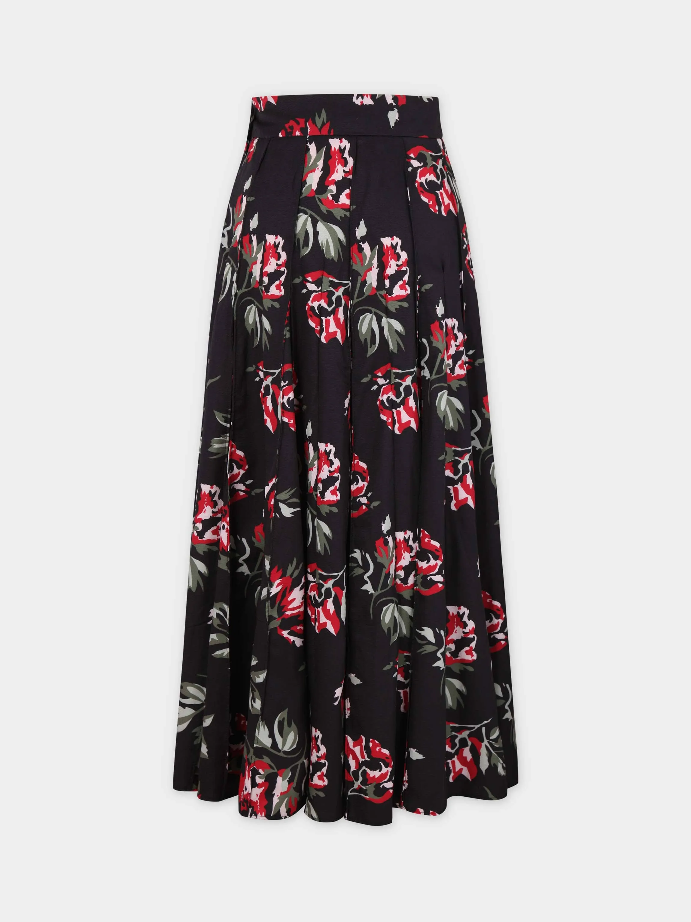 Seamed Pleated Skirt-Dozens of Roses