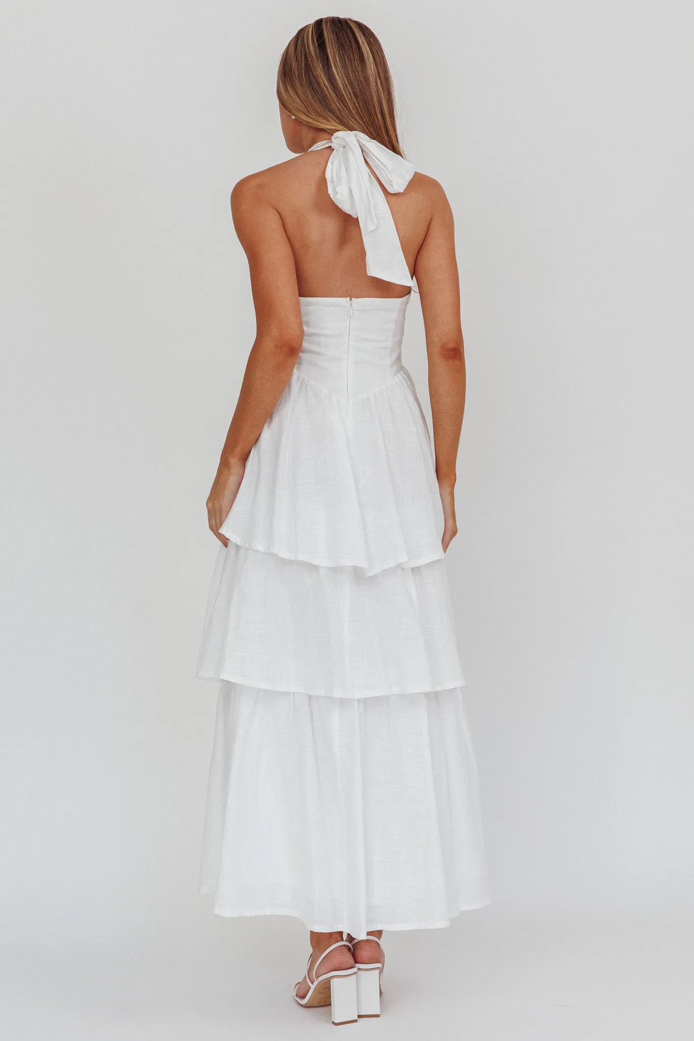 Shaya Tiered Ruffle Maxi Dress White