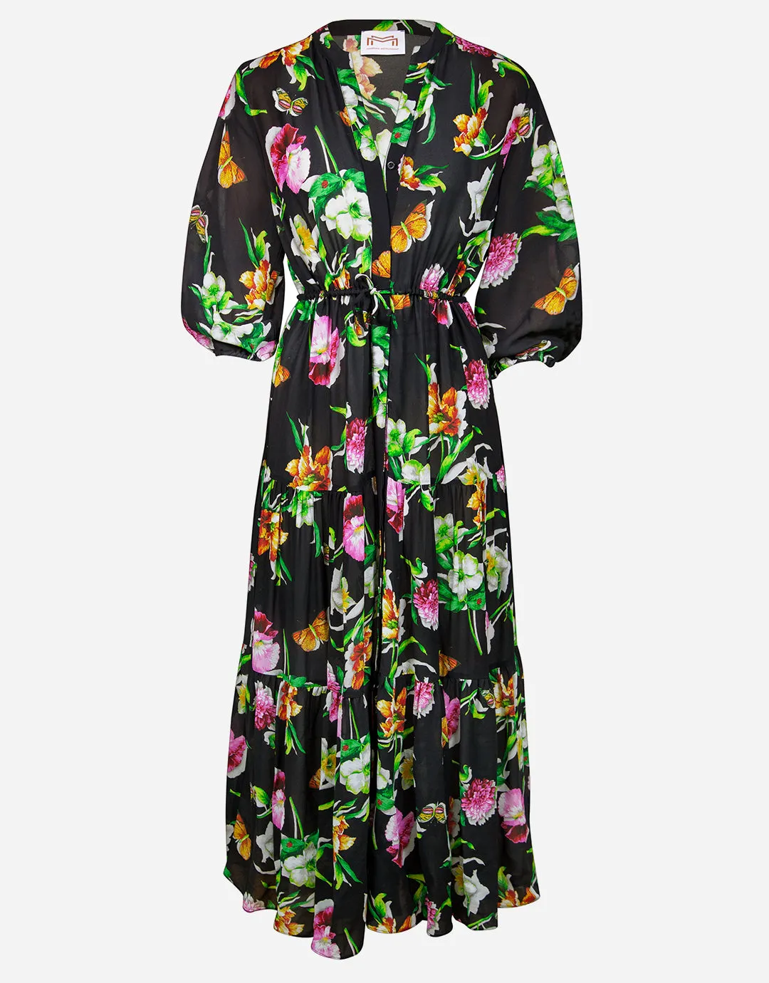 Siciliana Maxi Kaftan - Black-Brights