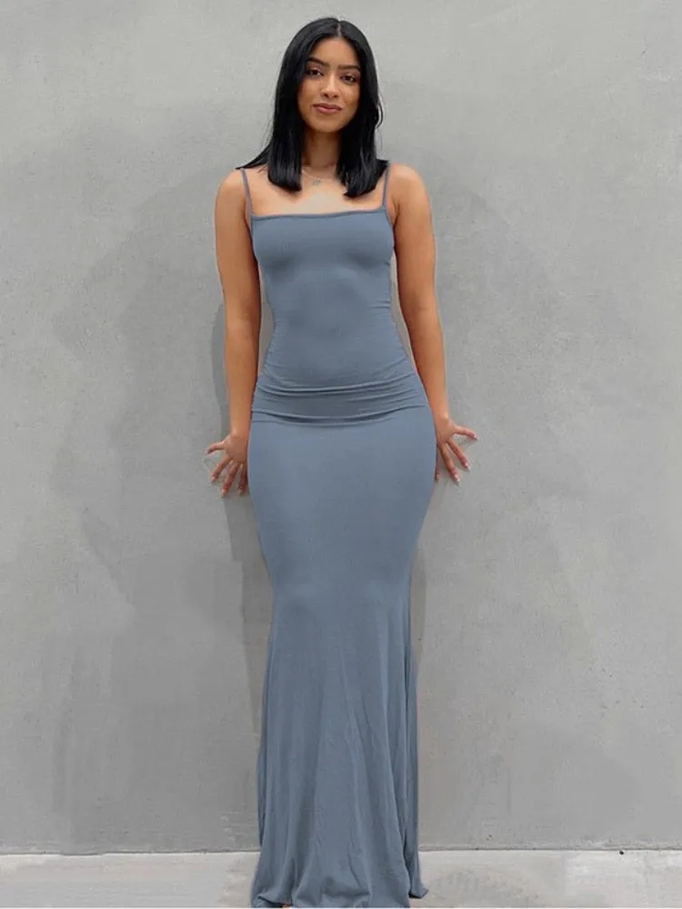 Strap Bodycon Stylish Solid Maxi Dress