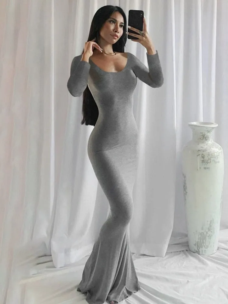 Strap Bodycon Stylish Solid Maxi Dress