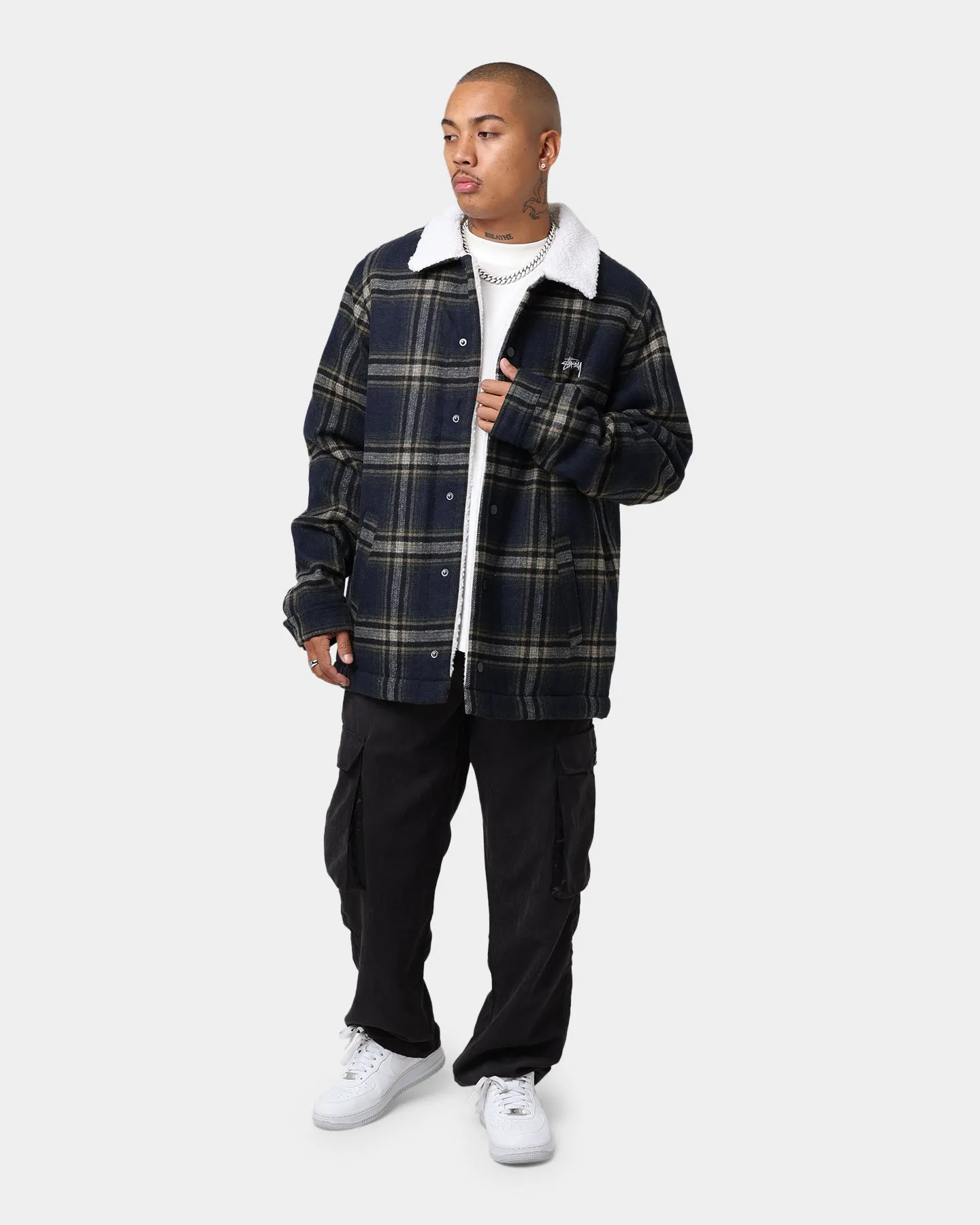 Stussy Plaid Sherpa Jacket Navy Check