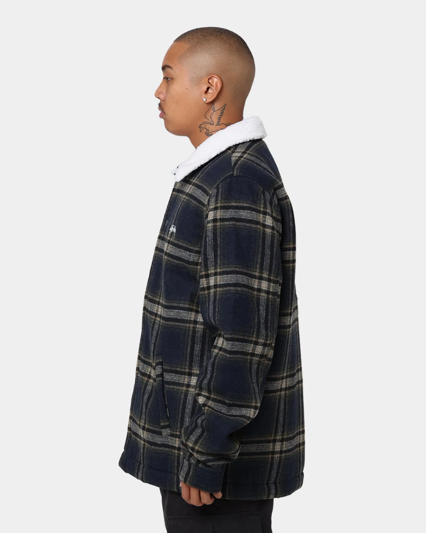 Stussy Plaid Sherpa Jacket Navy Check