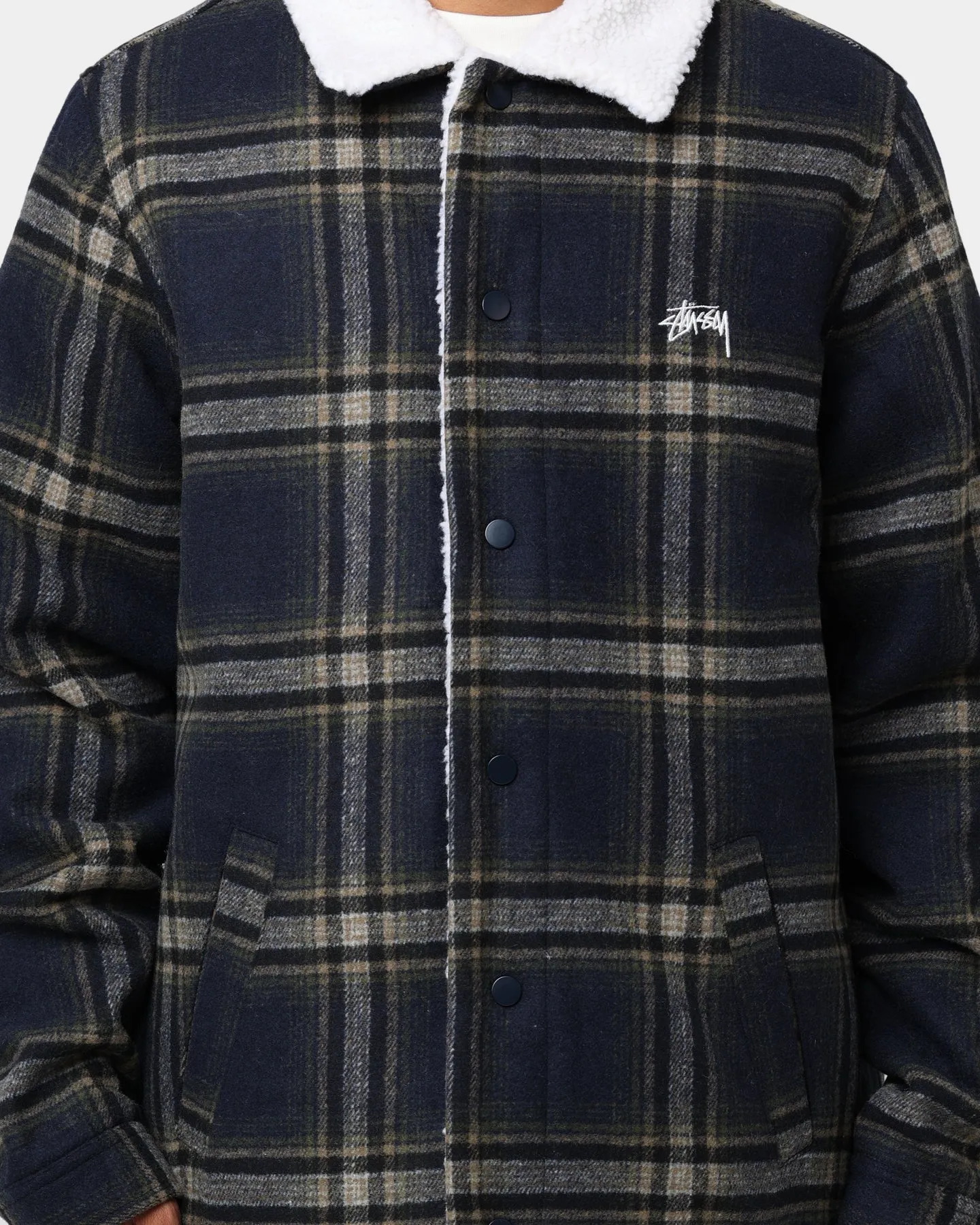 Stussy Plaid Sherpa Jacket Navy Check