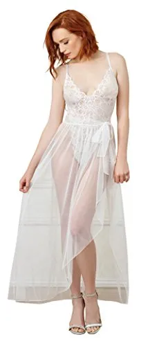 Stylish Women's Teddy and Matching Sheer Wraparound Skirt Lingerie