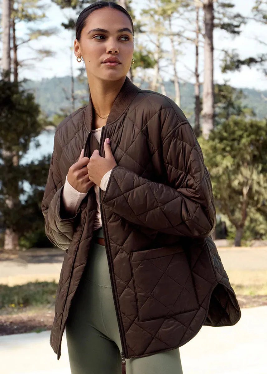 Sunrise Quilted Bomber Jacket - Coffee Bean