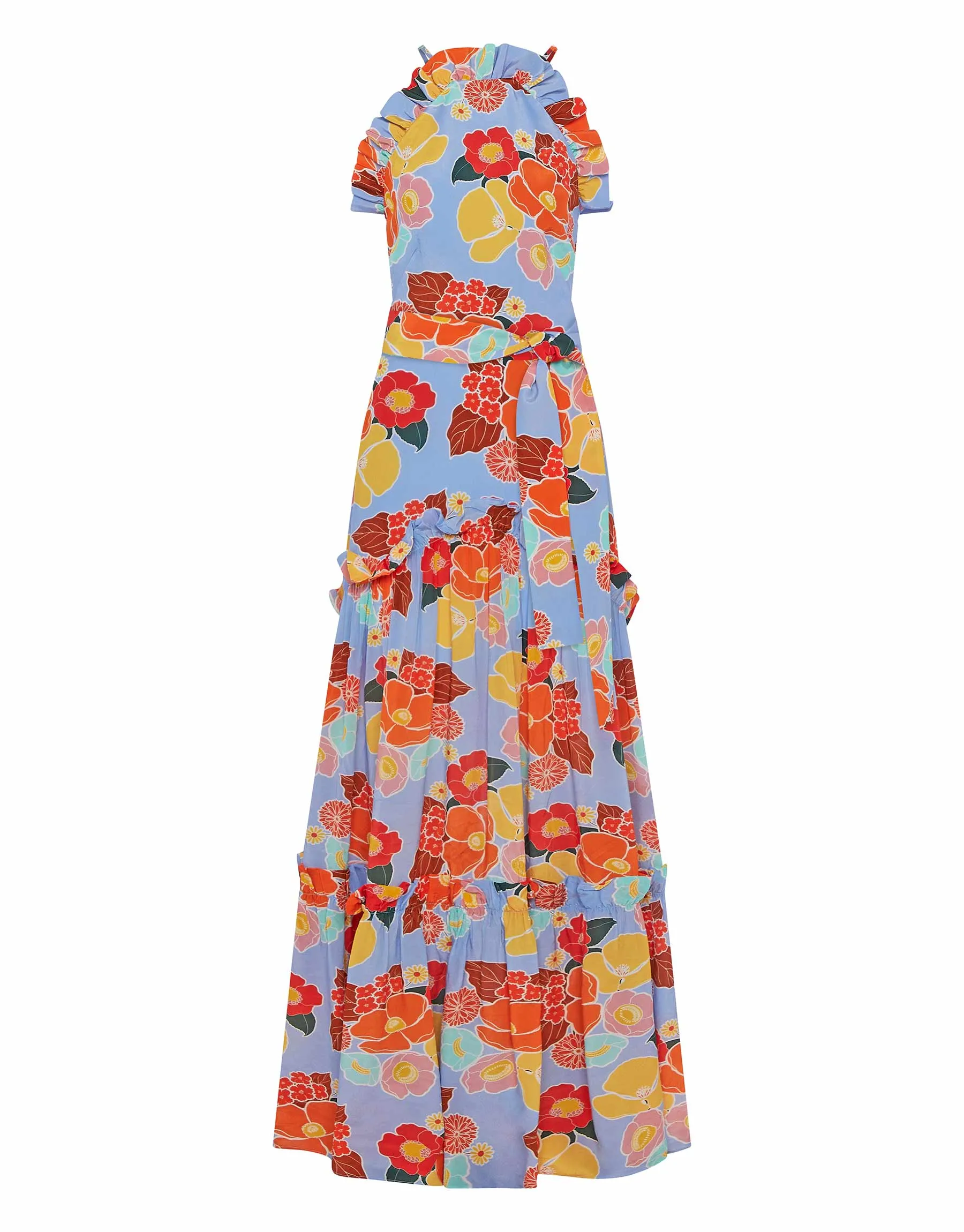 Tatiana Crepe Maxi Dress - Astro Flower Blue - SALE