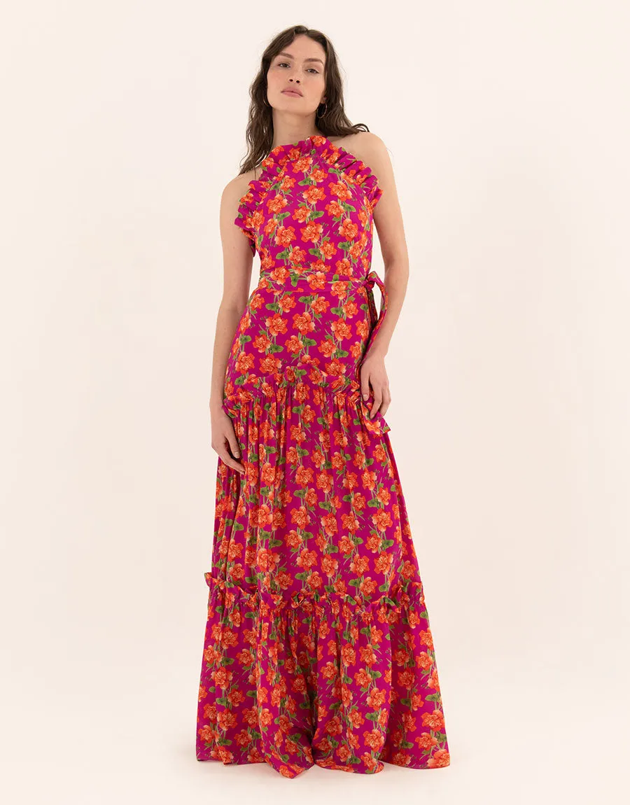 Tatiana Crepe Maxi Dress - Sugar Tip Fuchsia