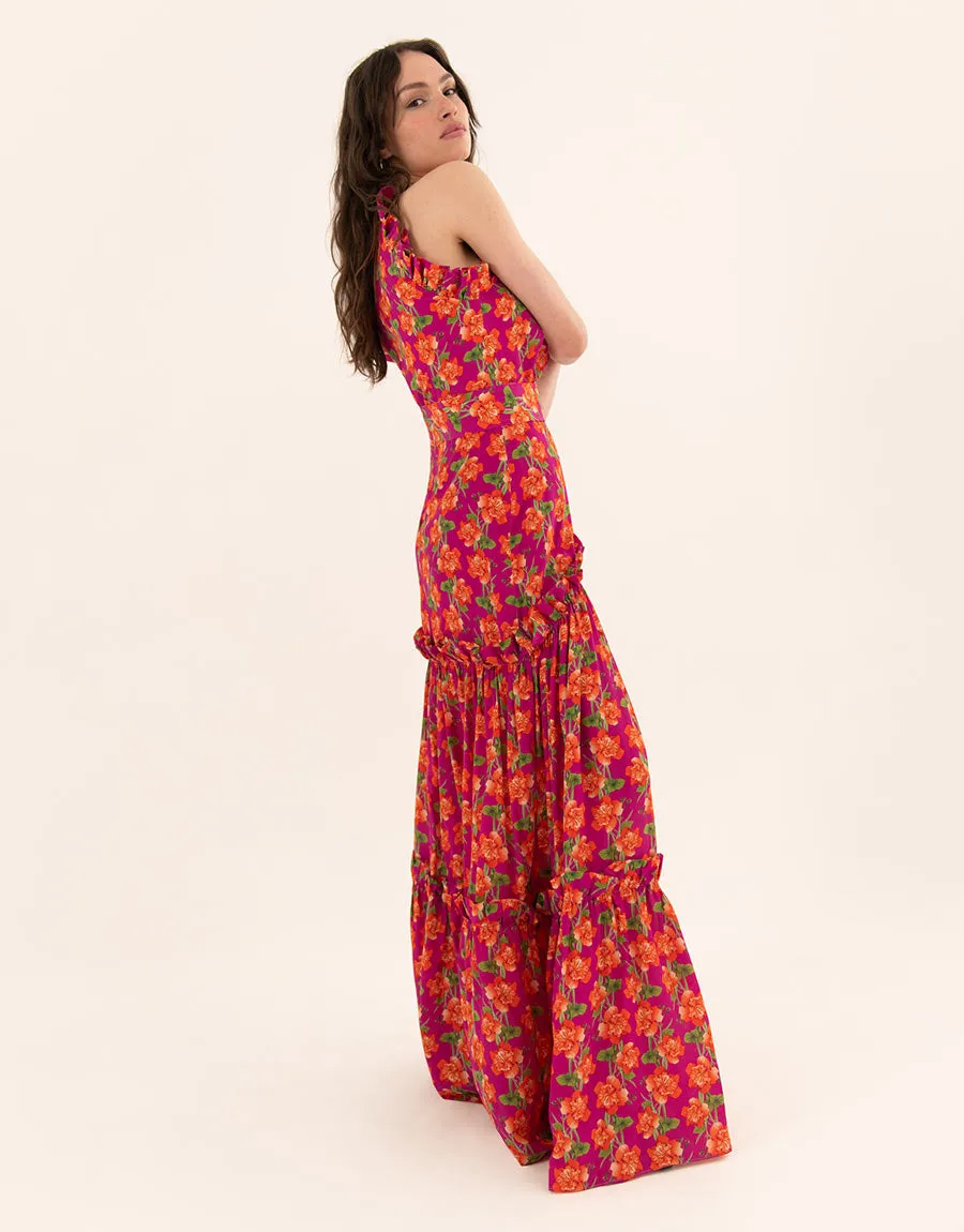 Tatiana Crepe Maxi Dress - Sugar Tip Fuchsia