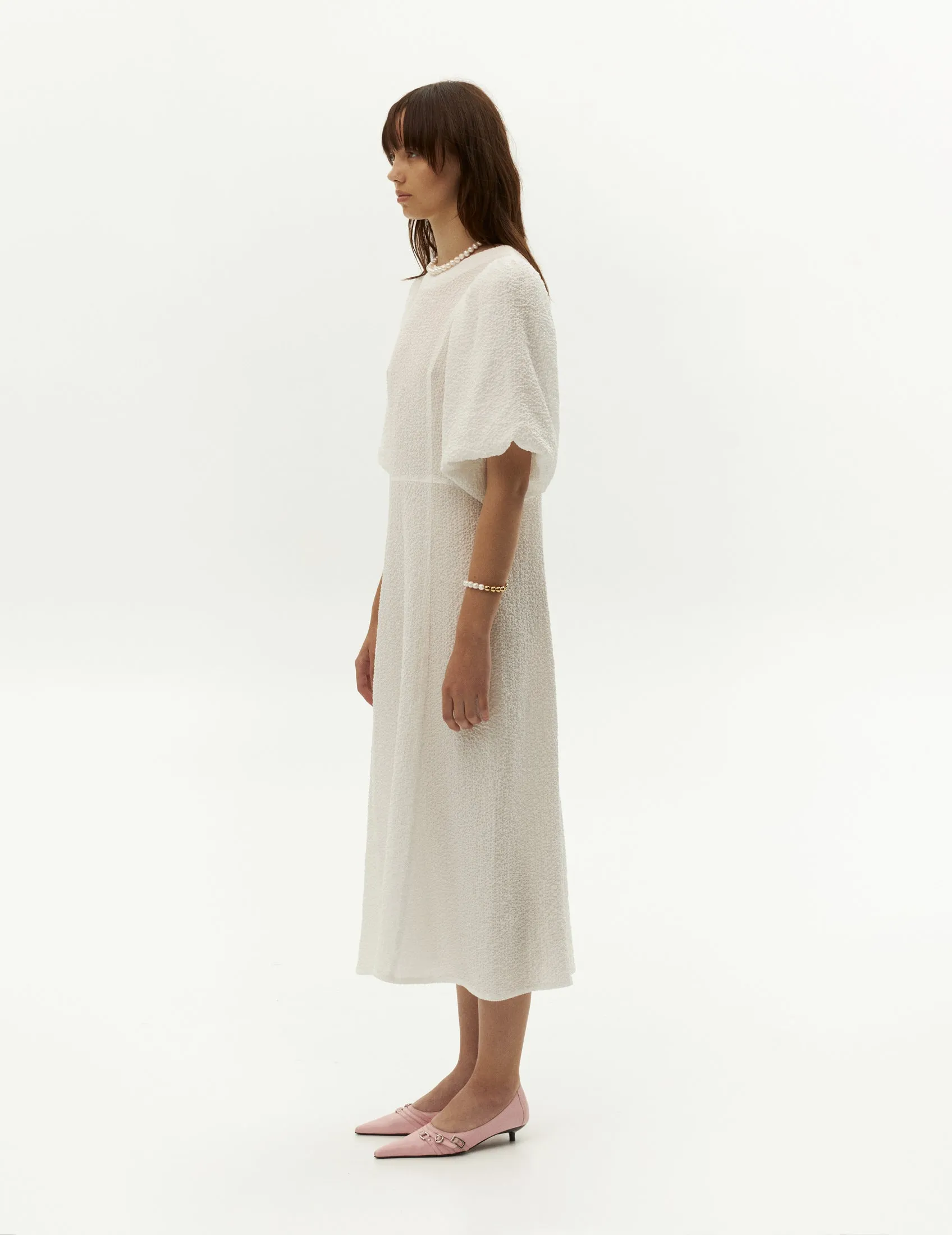 Textured Long Dress — White