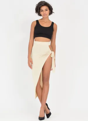 Tied Down Cut-Out Sarong Maxi Skirt