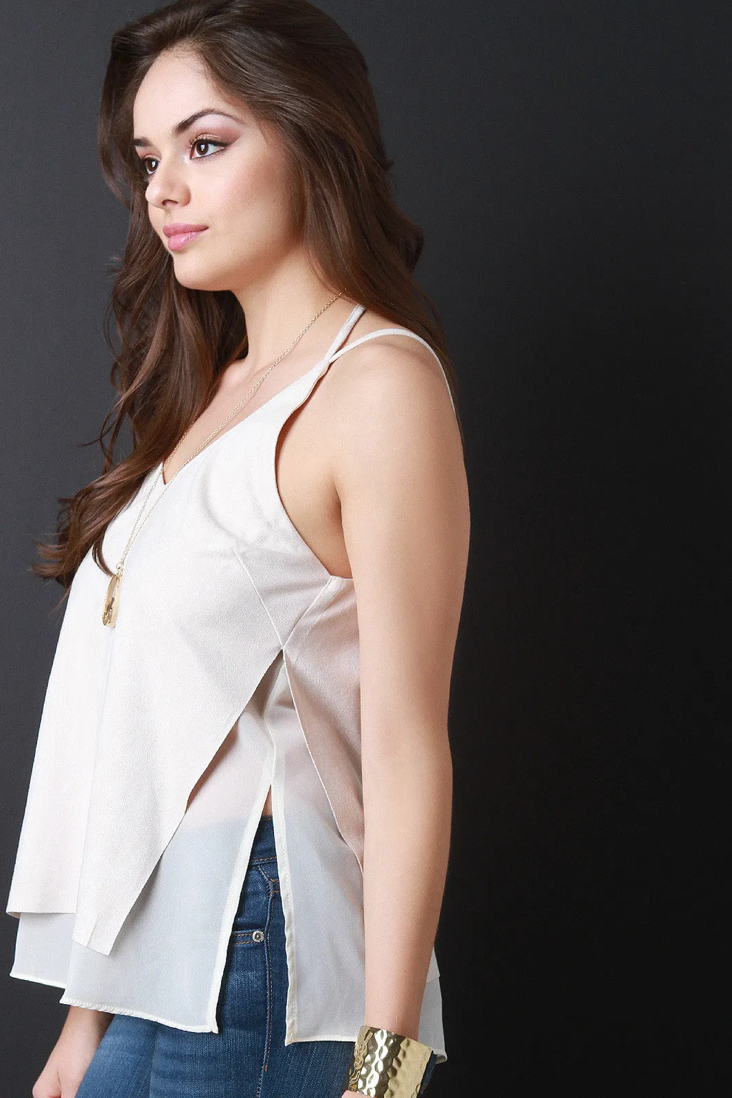 Vegan Suede Double Layer Cami Top