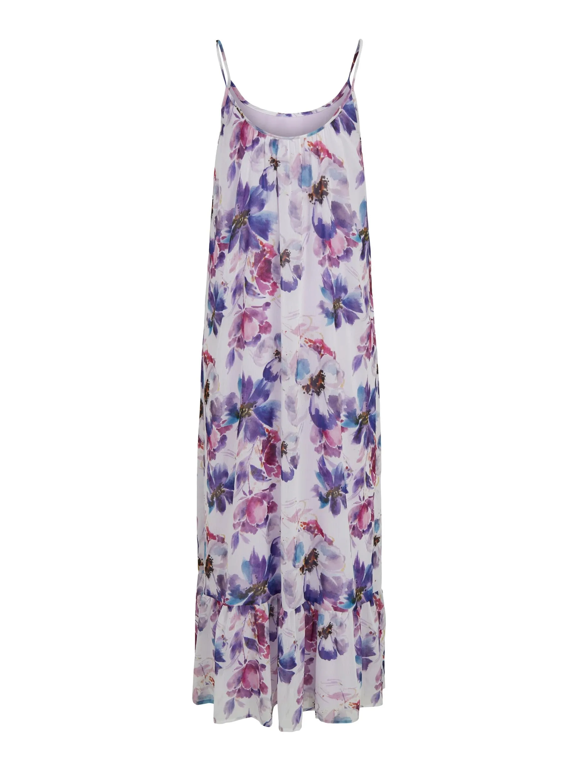 Vievery Floral Maxi Dress (Purple)