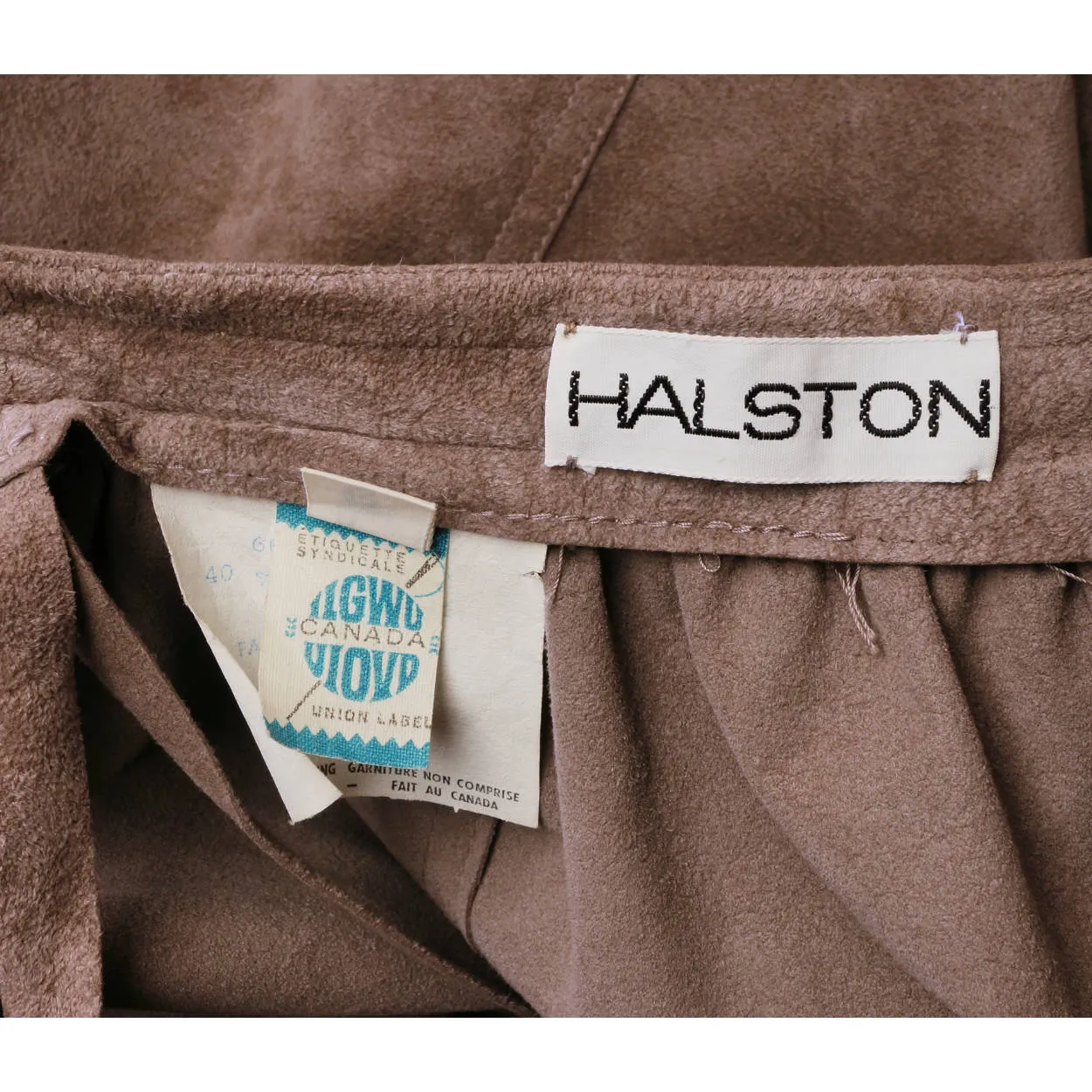 Vintage 1970s Halston Ultrasuede Taupe Maxi Skirt