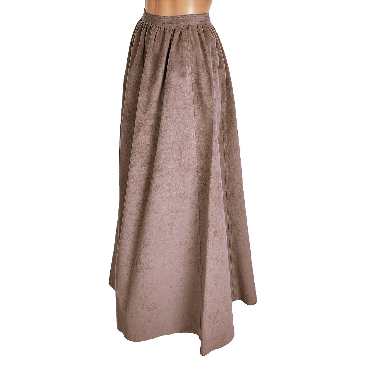 Vintage 1970s Halston Ultrasuede Taupe Maxi Skirt