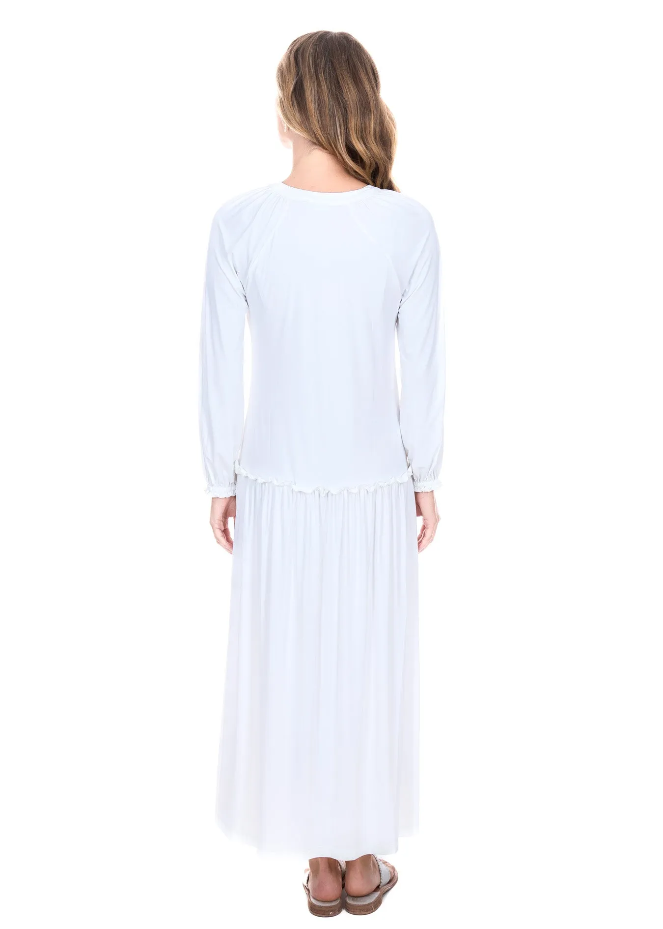 White Embroidered Tunic Maxi Dress