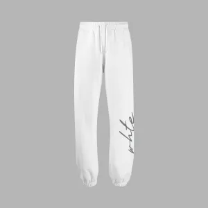 Whte Oversized Signature Sweatpants