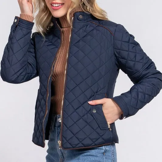 Winter Wonderland Quilted Jacket in Navy