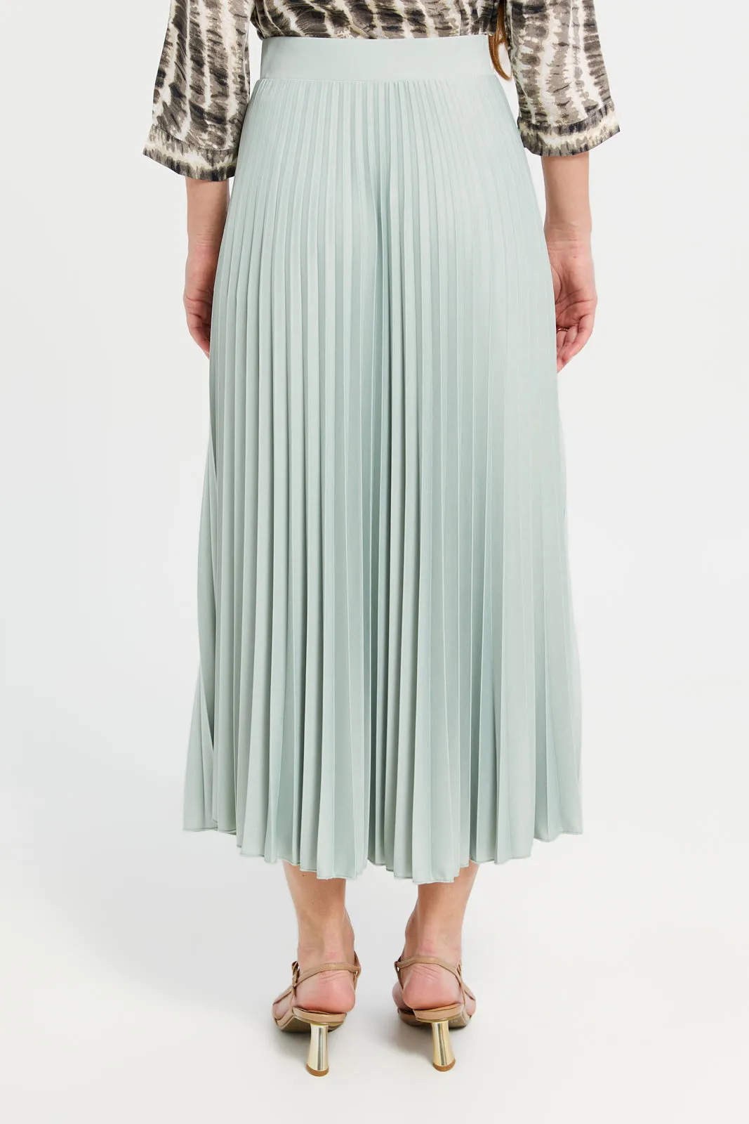 Women Mint Wrap Pleated Skirt