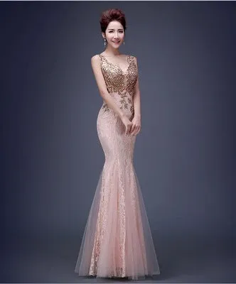 Women Slim Fit Deep V-Neck Style Fishtail Classy Wedding Dress - WWD83027