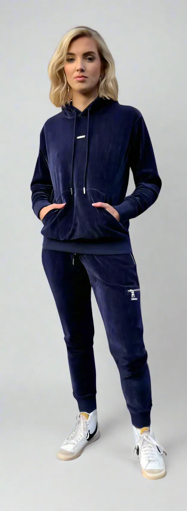 Women's Navy Velour Joggers