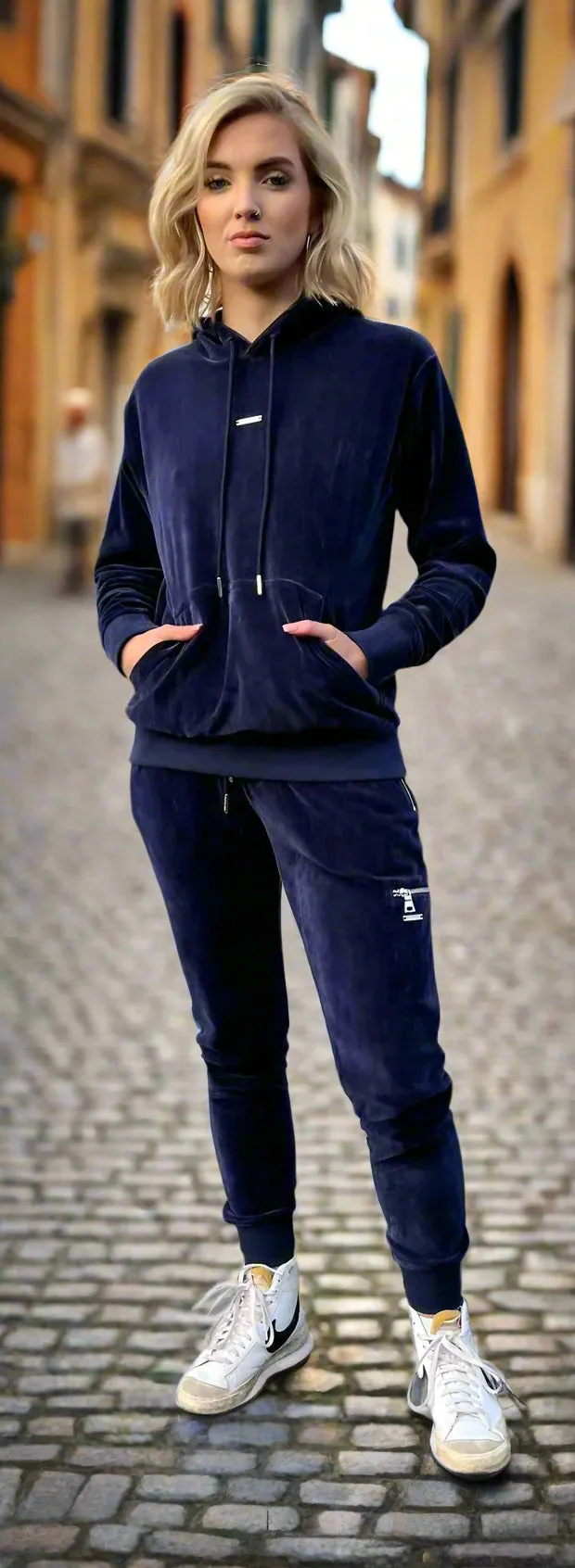 Women's Navy Velour Joggers