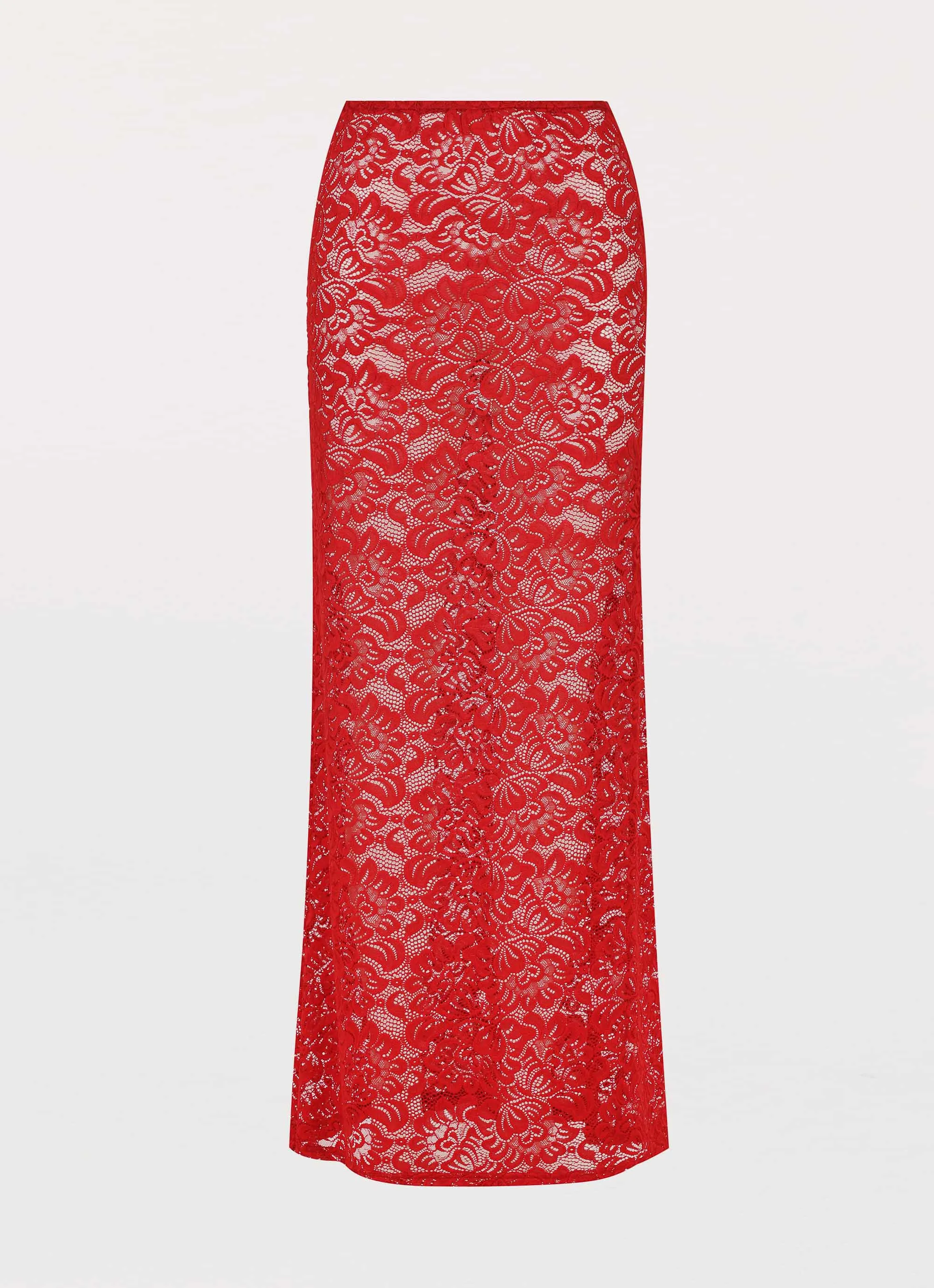 Zephyra Lace Maxi Skirt - Red