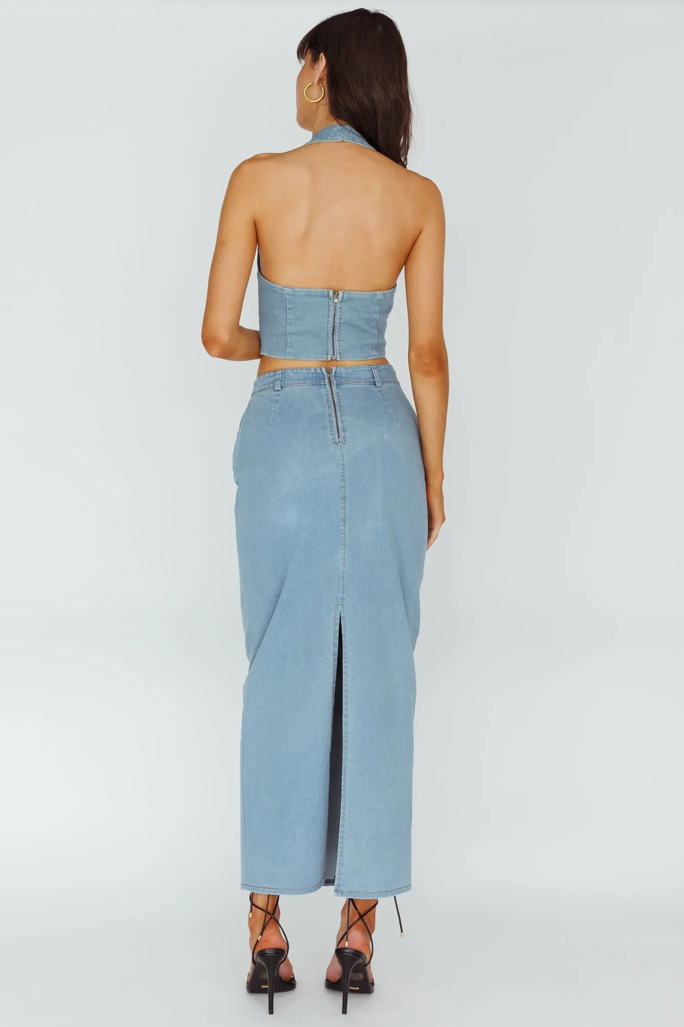 Zurich Pocket Maxi Skirt Denim Blue